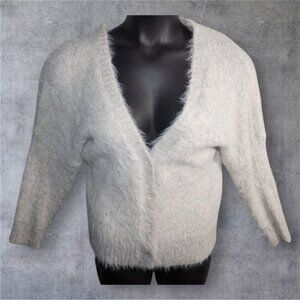 Leith Women’s Fuzzy Knit Button-Front Cardigan – Size M